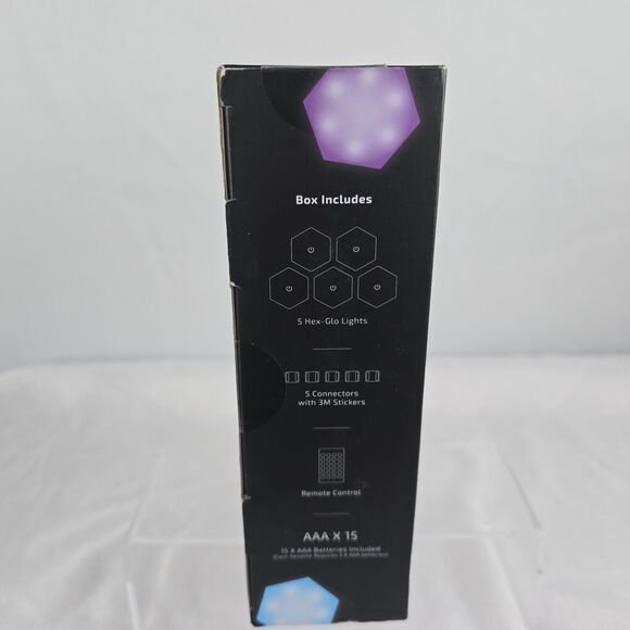 Merkury Hex-Glow Multi-Color Touch Activated Hex lights w/ Remote Control 5 pk - Picture 2 of 11